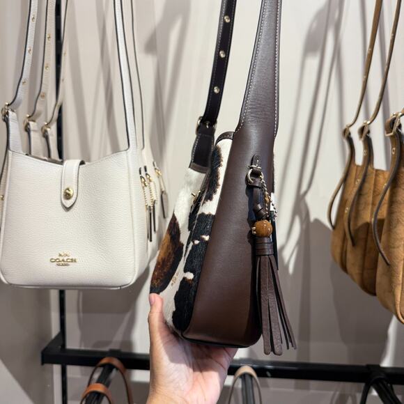 Best price ‼️Coach Hadley Mini Crossbody Bag Cow Print And Tassel CCE14 - Picture 2 of 16